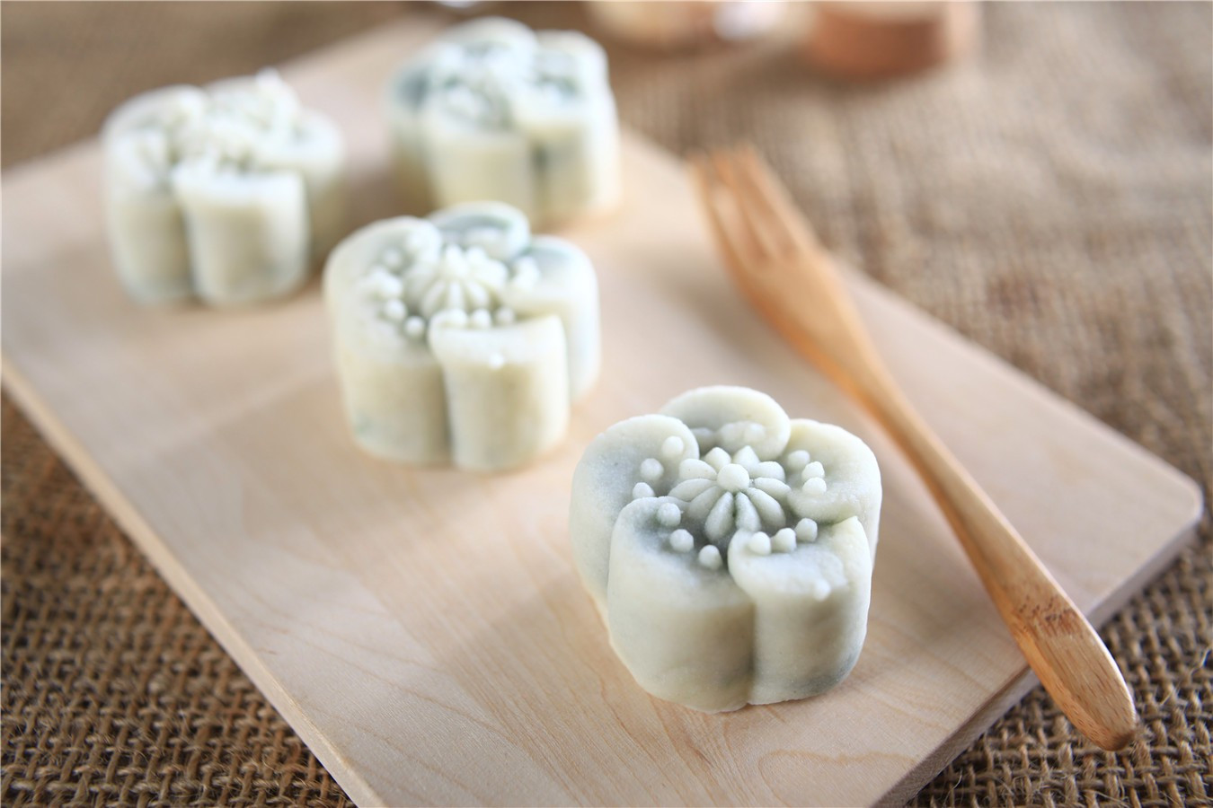 Light blue ice moon cake